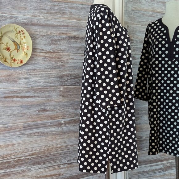 Lands' End Quick Dry Swim Cover-up Dress Black with White Polka Dots L Large - Picture 7 of 13